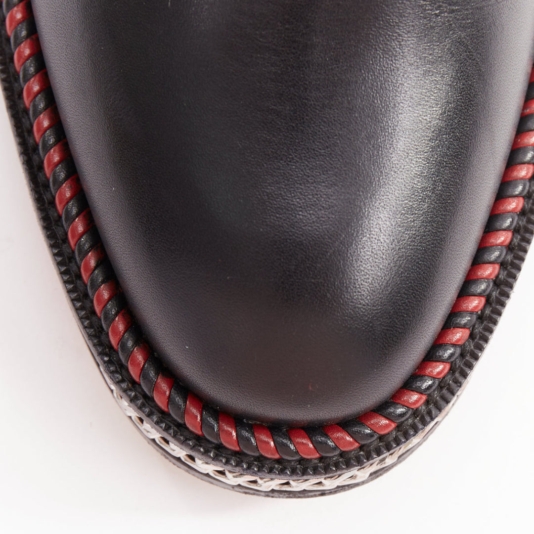 CHRISTIAN LOUBOUTIN Chelsea Chain Flat Calf Brosse black chain buckle boots EU38