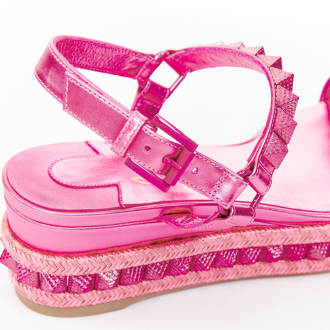 CHRISTIAN LOUBOUTIN Pyraclou 60 glam metallic pink spikes platform wedges EU38