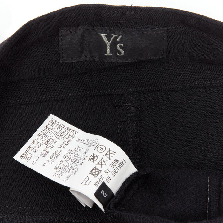 Y'S YOHJI YAMAMOTO wool black insert panels white topstitch tapered pants JP2 M