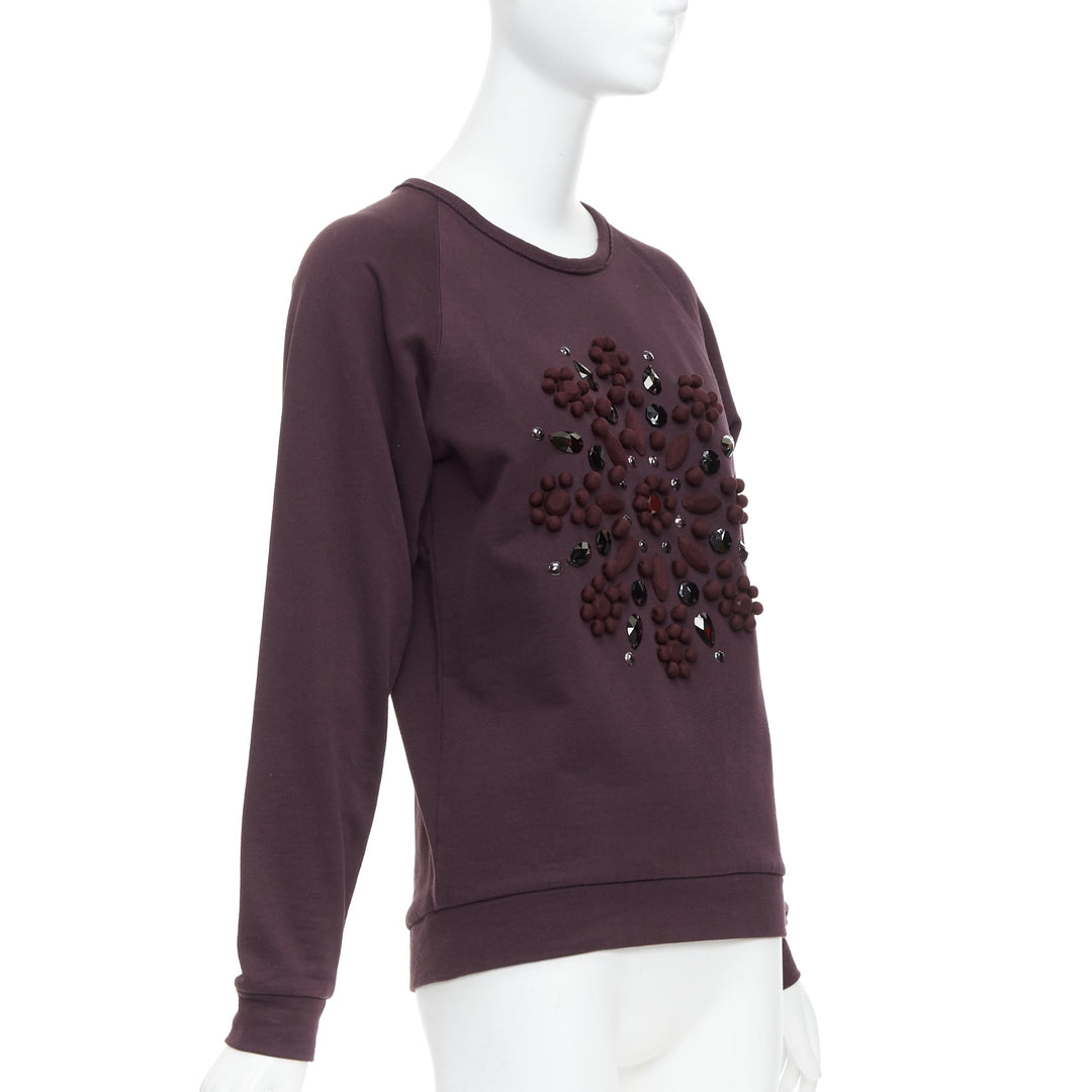 LANVIN purple fabric wrapped crystal embellished pullover