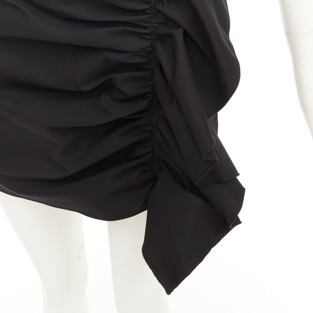 RED VALENTINO 2019 black high waisted side ruffle drape trim mini skorts IT38 XS