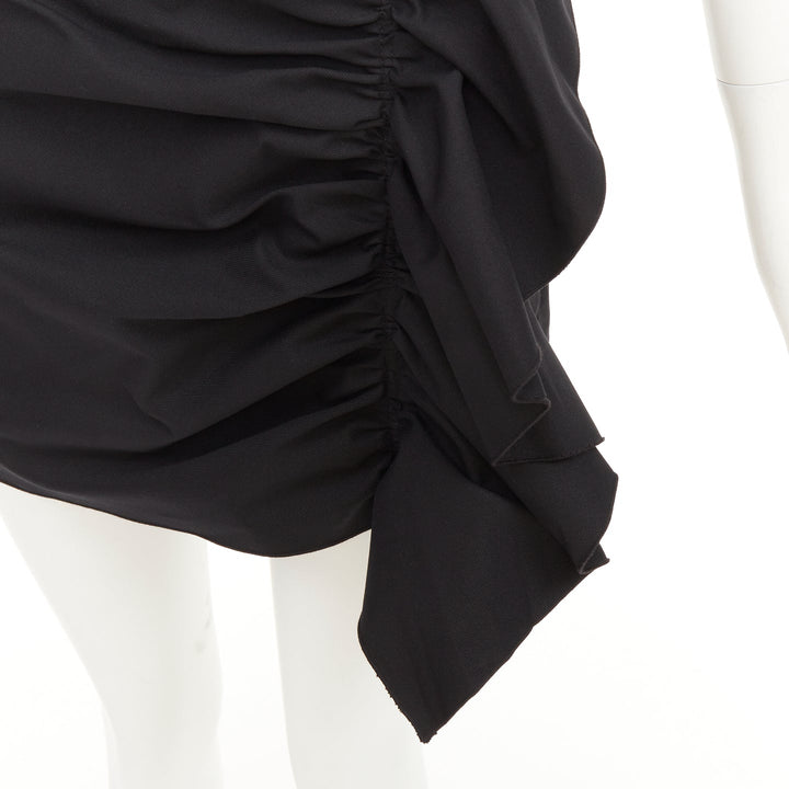 RED VALENTINO 2019 black high waisted side ruffle drape trim mini skorts IT38 XS