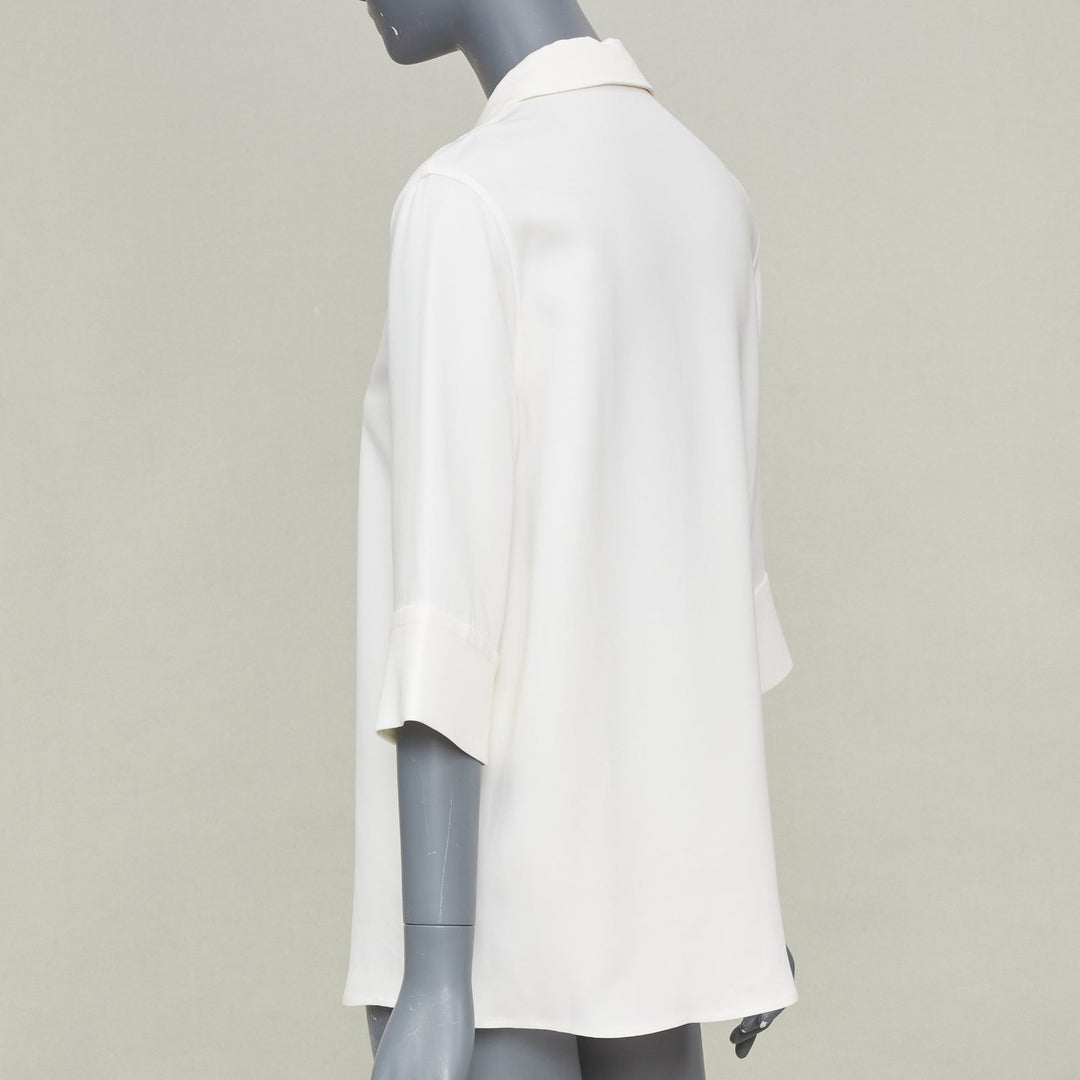 ANINE BING off white relaxed cuffed short sleeve viscose blend shirt XS