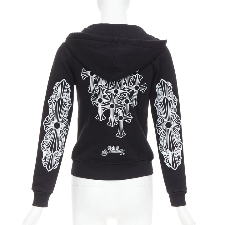 A&G Rock n Roll Couture Amal Guessou black 925 silver dagger crop hoodie S