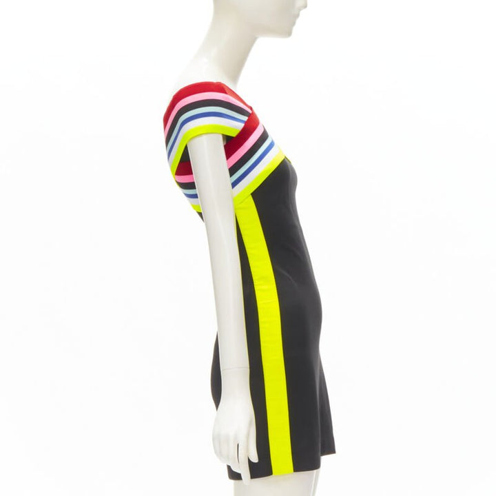 FENDI Roma Amor neon cross strap FF Zucca black bodycon dress XS