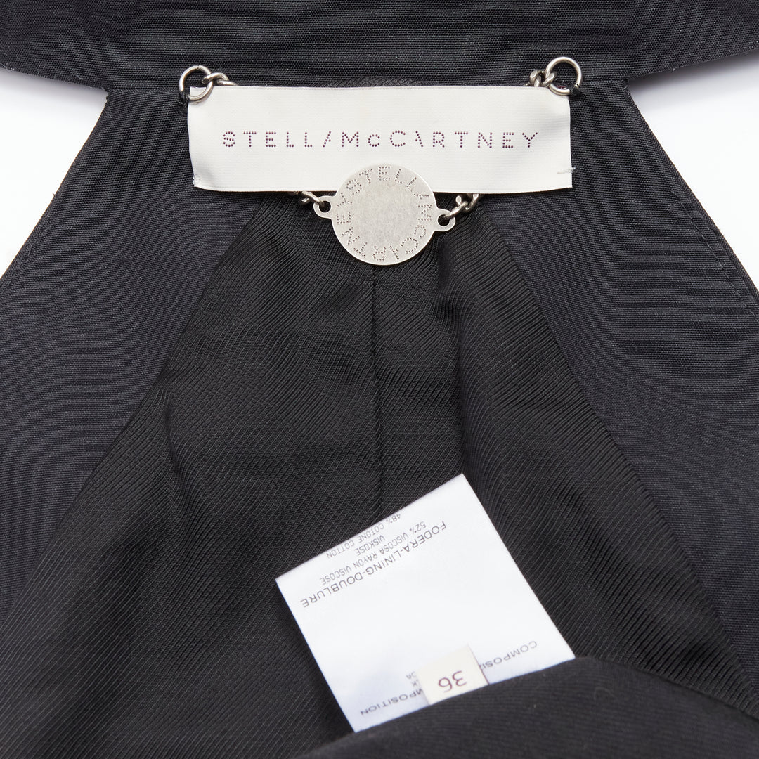STELLA MCCARTNEY 100% silk black double breasted halter neck tux top IT36 XXS