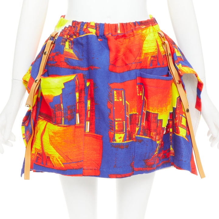 LOUIS VUITTON Salk Institute orange purple exaggerated pocket mini skirt FR34 XS