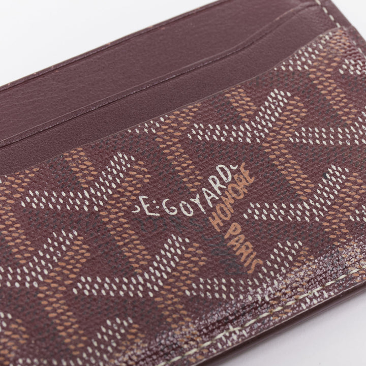 GOYARD Goyardine 4-slot red bordeaux white logo card holder