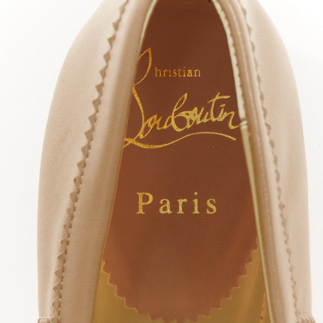 CHRISTIAN LOUBOUTIN Mamadrague nude lamb nappa square toe ballet flats EU39.5