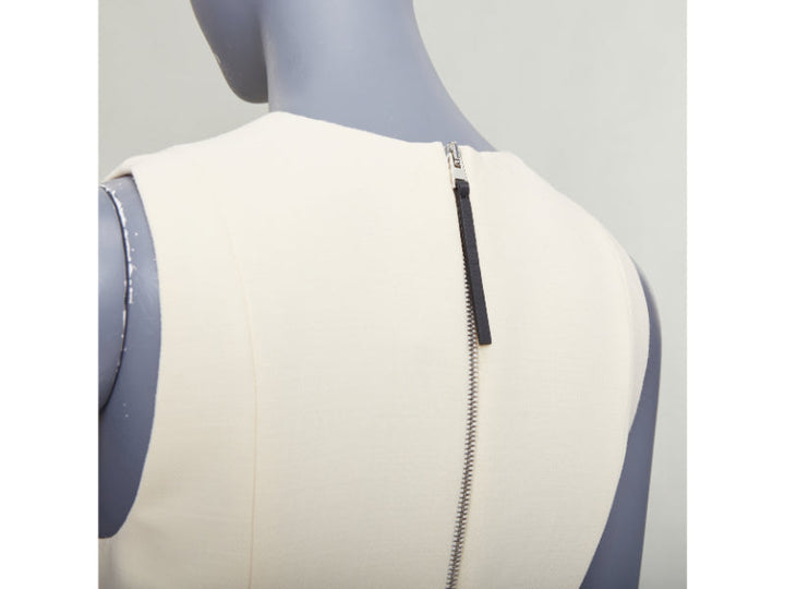 MARNI cream wool curved hip seam pleated crew knee shift dress IT38 XS