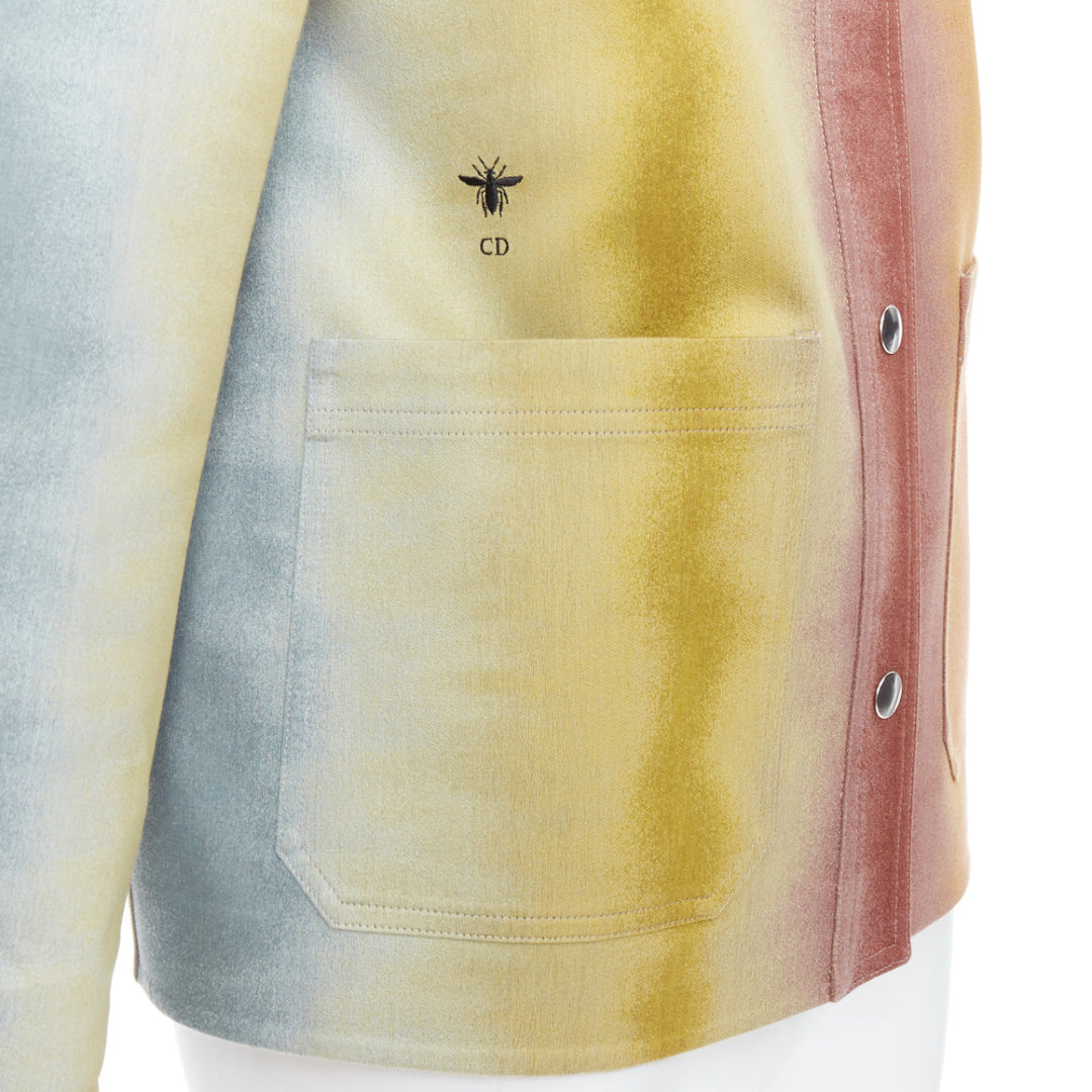 CHRISTIAN DIOR rainbow dye monogram lined trucker coat FR36 S