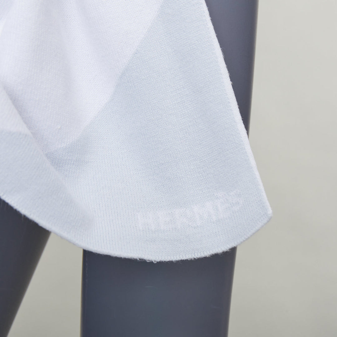 HERMES Baby light blue cotton baby horse print white trim blanket 115cm