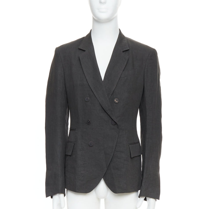 Male mannequin wearing Haider Ackermann Grey Linen Men Blazers in Size  S | Available at JHROP