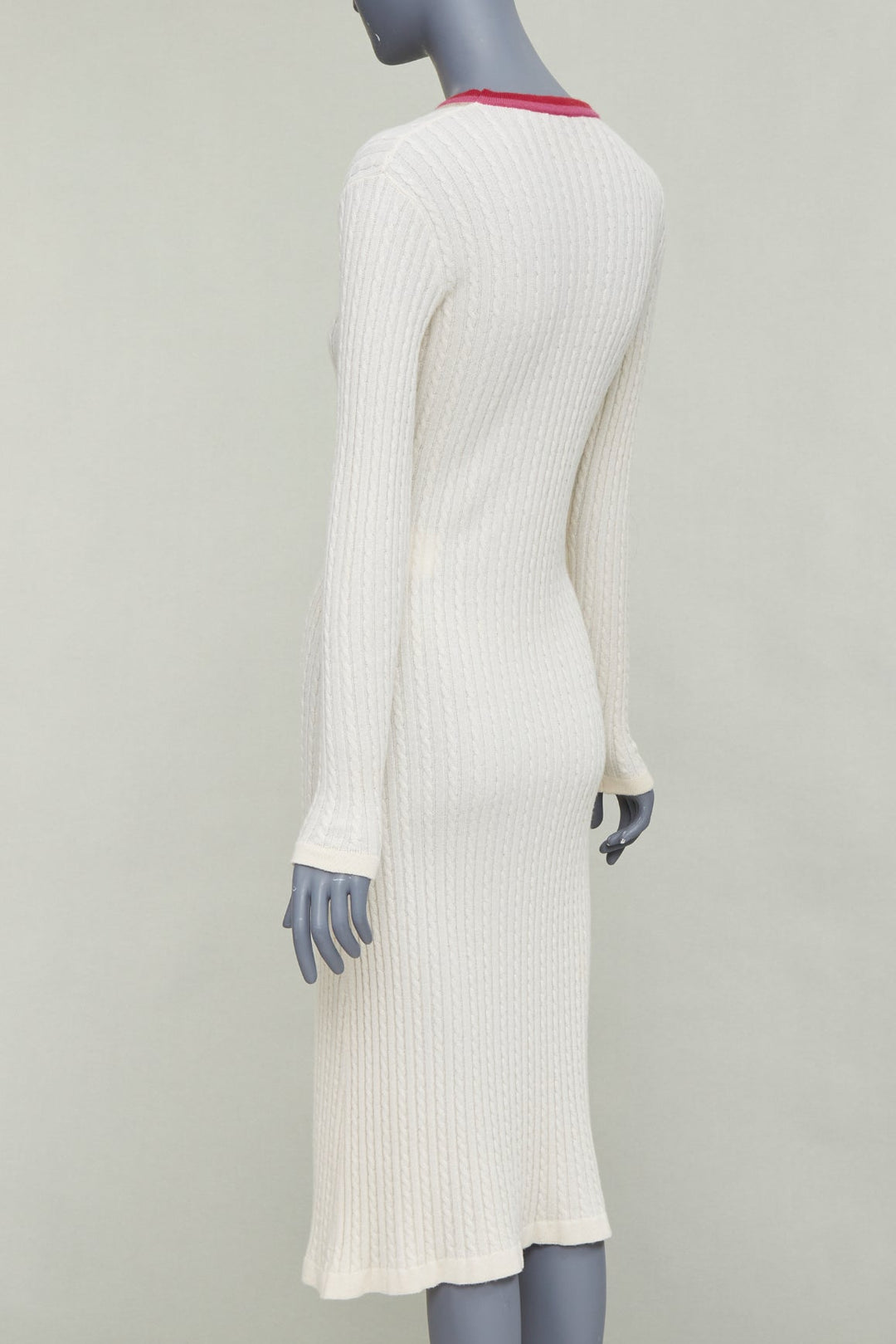 MARCO DE VINCENZO cashmere cream colorblock striped ribbed knit dress FR38 M