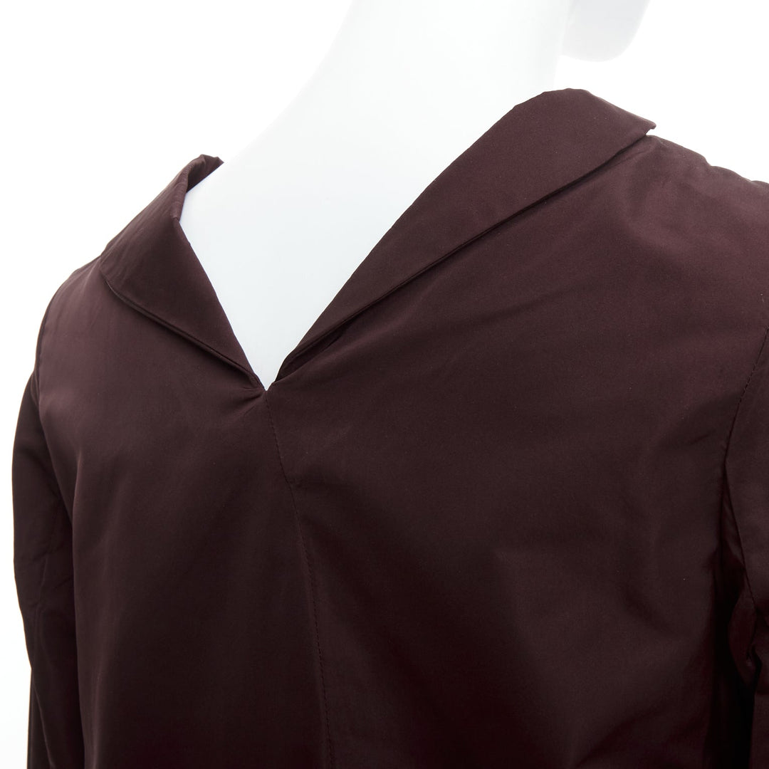 MARNI burgundy silk blend reverse dipped neckline cropped top IT38 XS