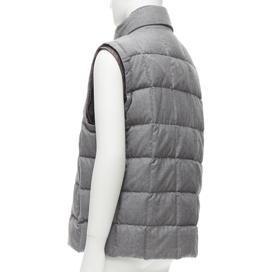 MONCLER Norme Afnor G32-003 grey wool quilted puffer vest jacket Sz.6 XXL