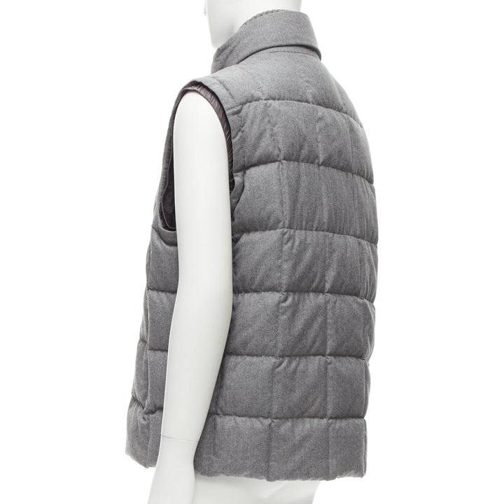 MONCLER Norme Afnor G32-003 grey wool quilted puffer vest jacket Sz.6 XXL