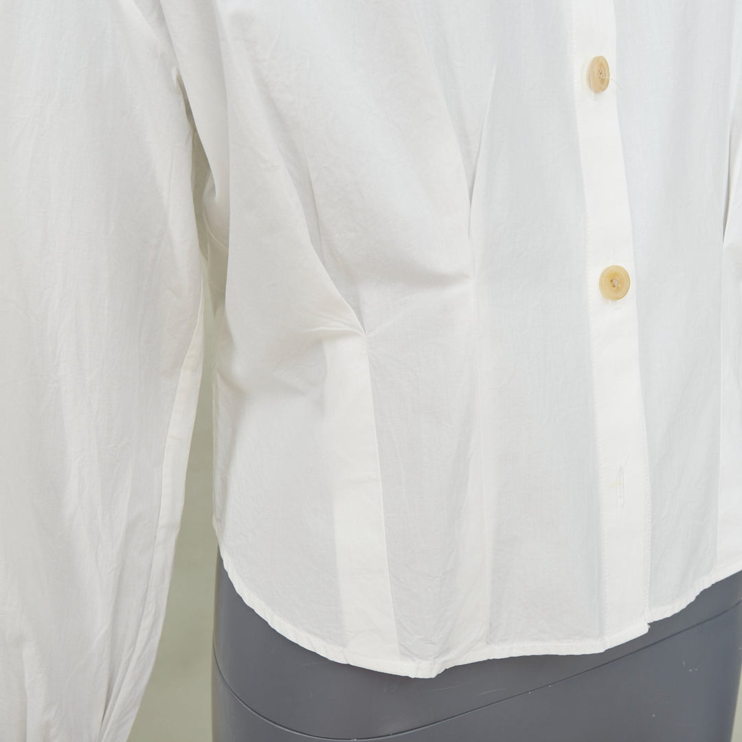 KHAITE 2022 Arwin Pleated Cotton Poplin ivory white snatched waist top S