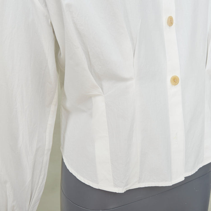 KHAITE 2022 Arwin Pleated Cotton Poplin ivory white snatched waist top S