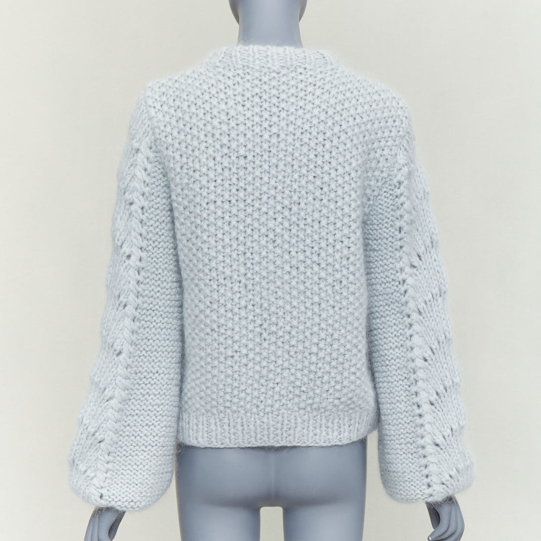 GANNI misty blue mohair wool climate compensated chunky sweater M