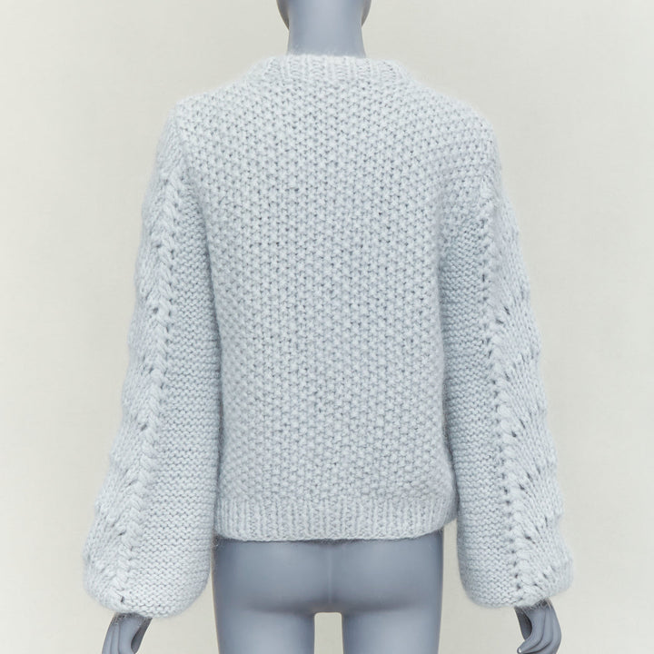 GANNI misty blue mohair wool climate compensated chunky sweater M