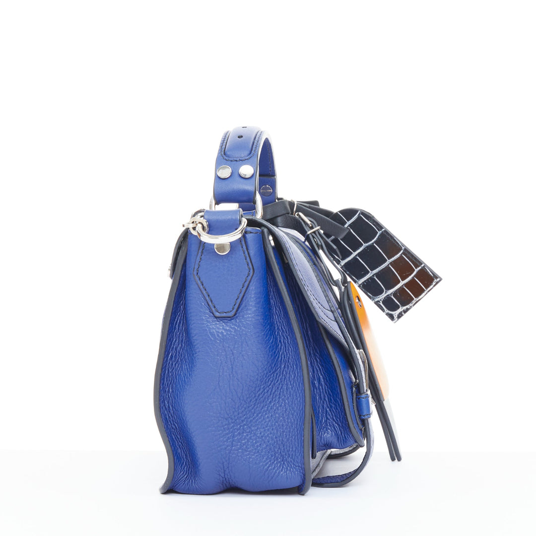 PROENZA SCHOULER Runway PS1 Tiny blue leather patchwork multi charm bag