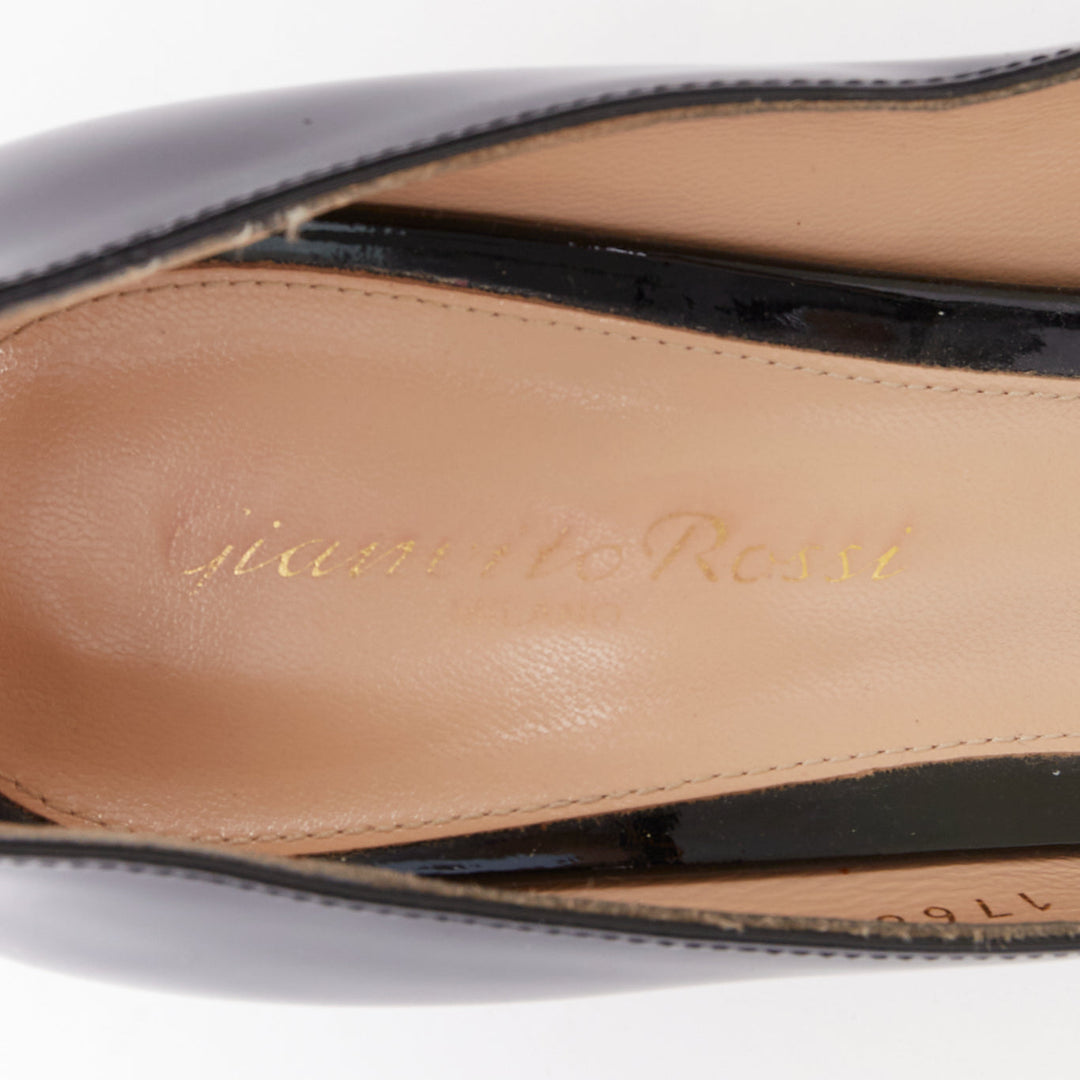 GIANVITO ROSSI black patent leather pointy toes stiletto heel pumps EU39.5