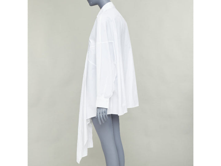YOHJI YAMAMOTO white cotton oversized asymmetric high low hem shirt JP2 M