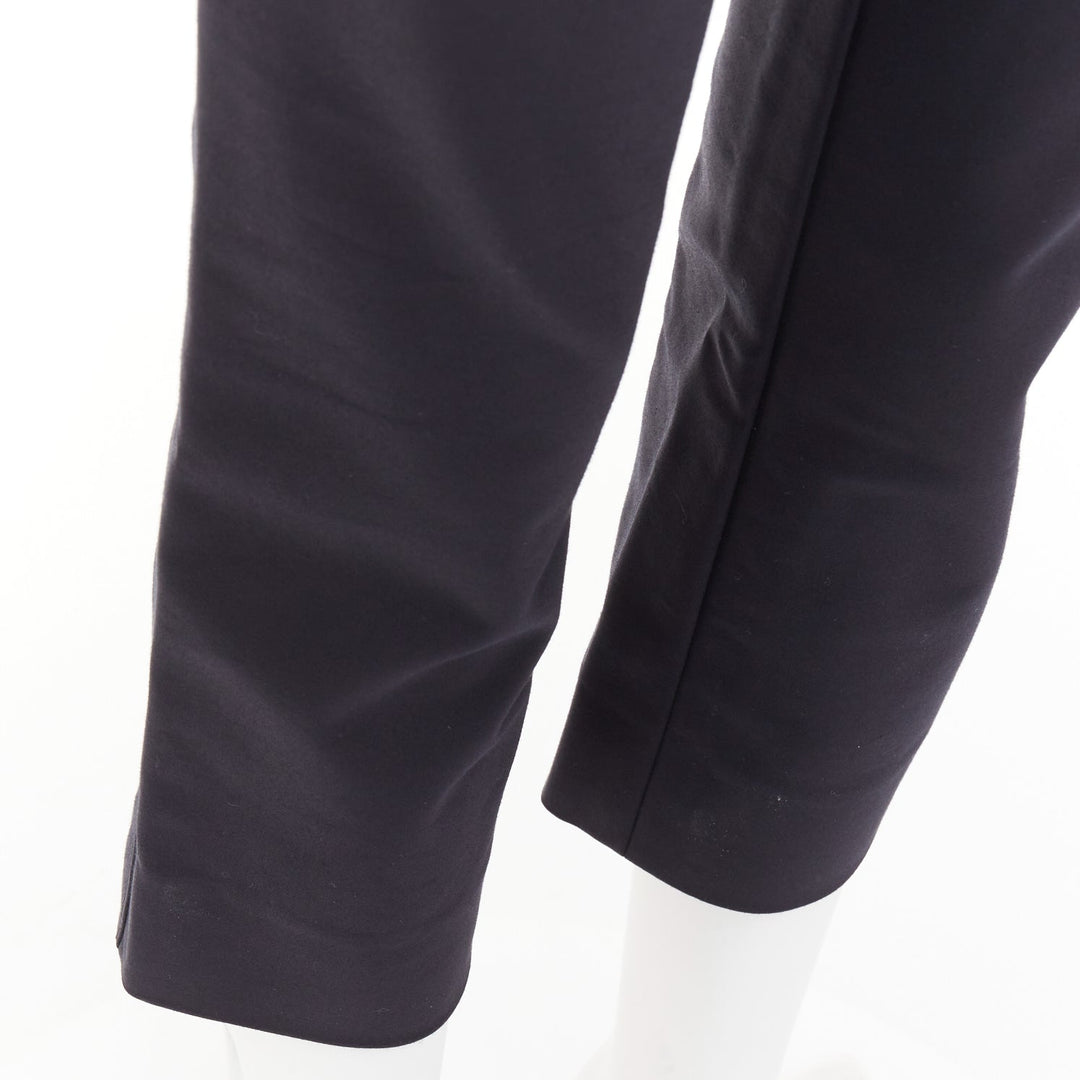 THE ROW black cotton blend mid waist panelled back cropped capri pants US0 XS