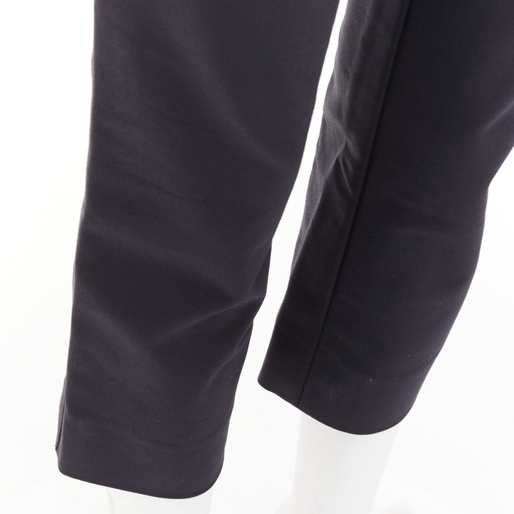 THE ROW black cotton blend mid waist panelled back cropped capri pants US0 XS