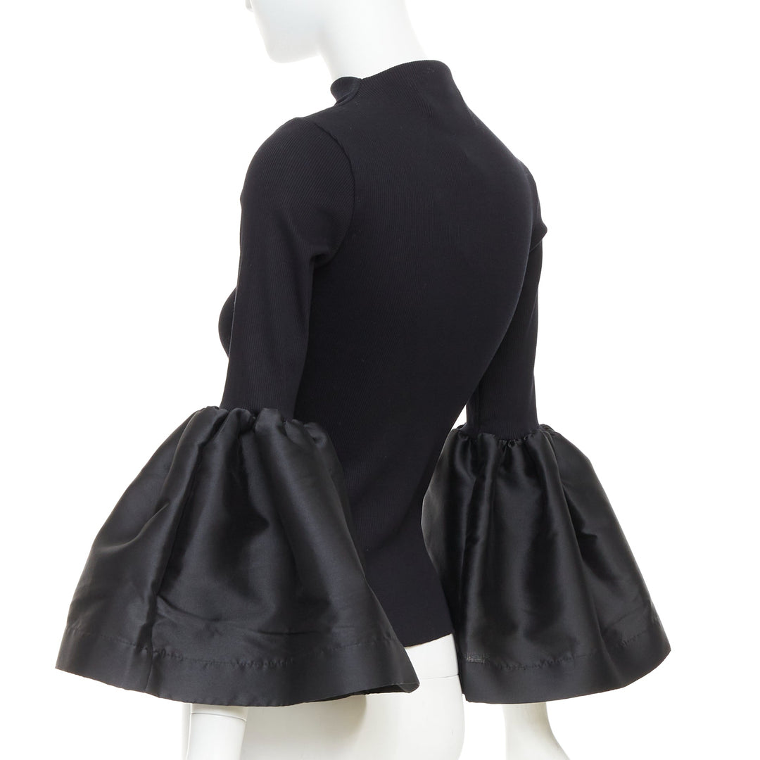 MARQUES ALMEIDA black organic cotton puff bishop sleeve sweater XS