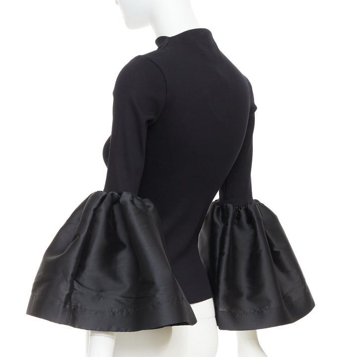 MARQUES ALMEIDA black organic cotton puff bishop sleeve sweater XS