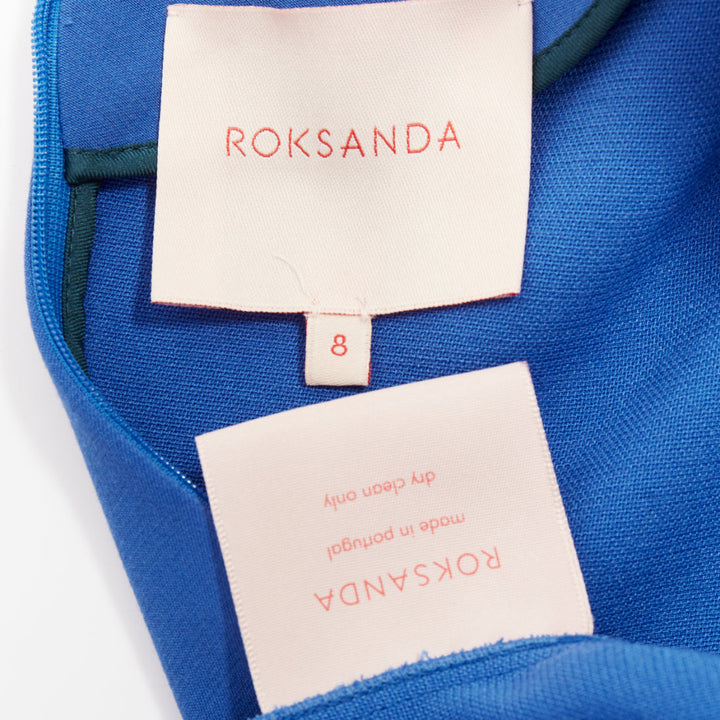 ROKSANDA cobalt blue ruched bell sleeve structured top UK8 S