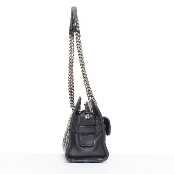CHANEL Small Casual Riviera Zip black leather ruthenium CC chain shoulder bag