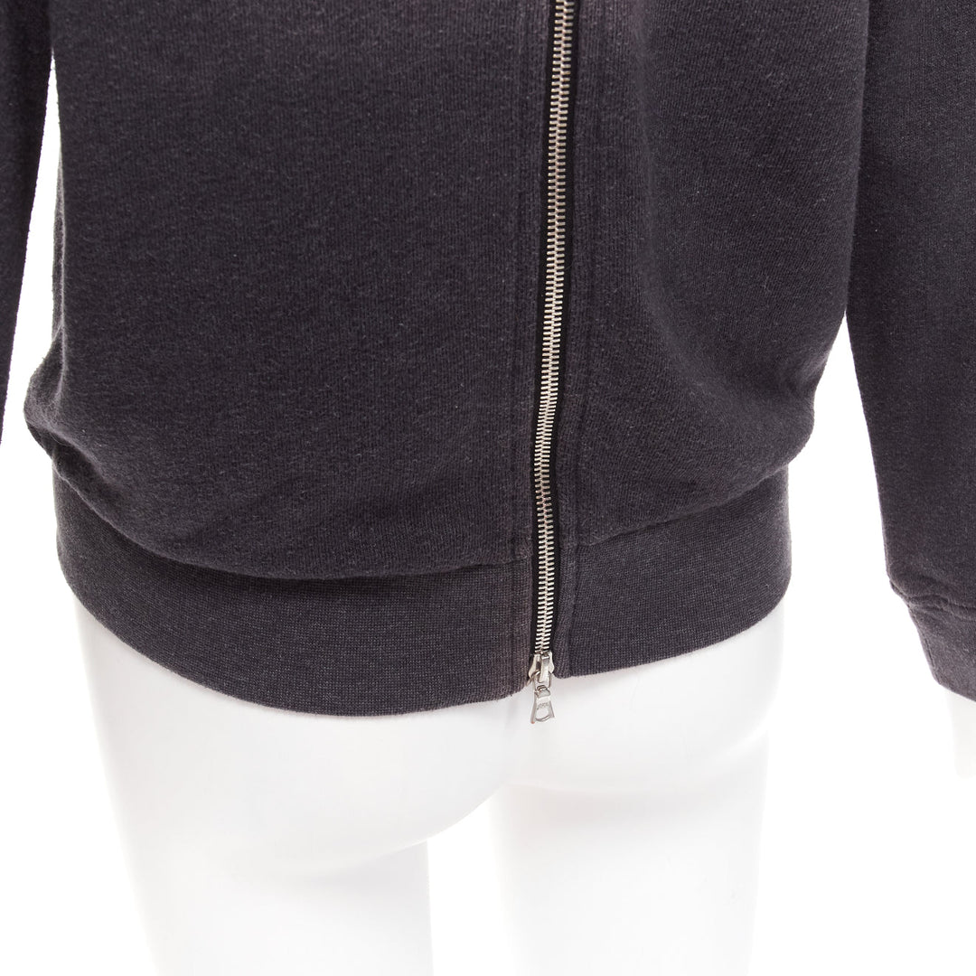 DRIES VAN NOTEN grey cotton blend silver zip back pullover sweater S