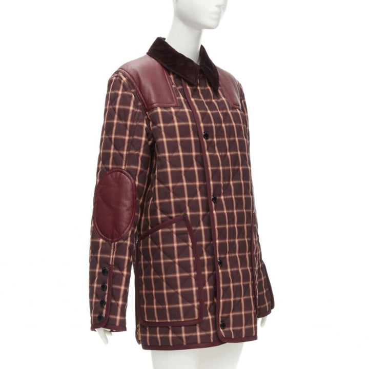 BURBERRY RICCARDO TISCI Reversible Burgundy Check leather patch jacket XS