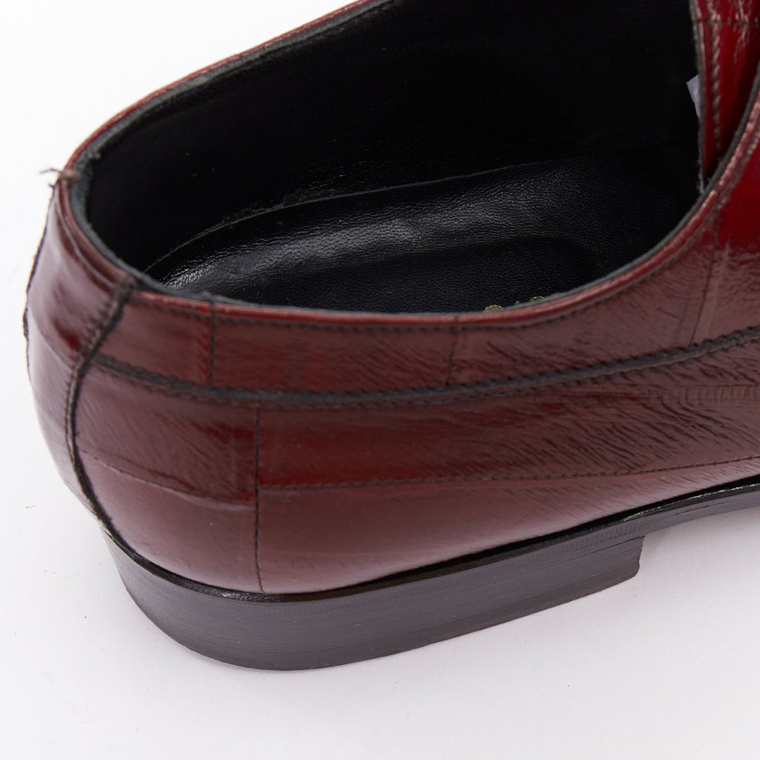 DOLCE GABBANA burgundy leather curled toe brogue shoes UK6 EU40