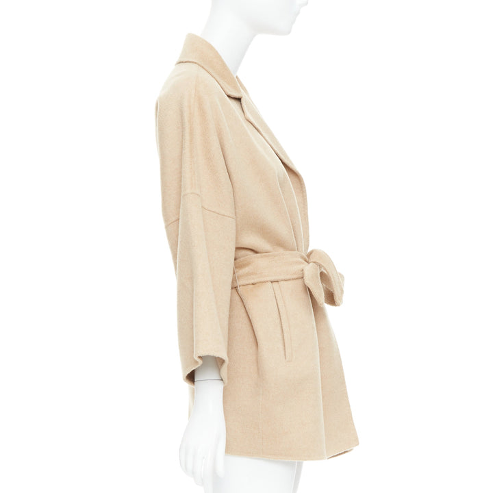 MAX MARA 100% double faced cashmere belted camel tan coat IT38 XS