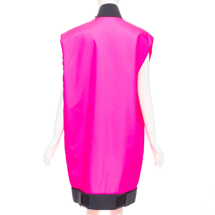 rare PRADA 2018 Runway Look48 neon pink red zip vest dress IT38 XS Celine Dion