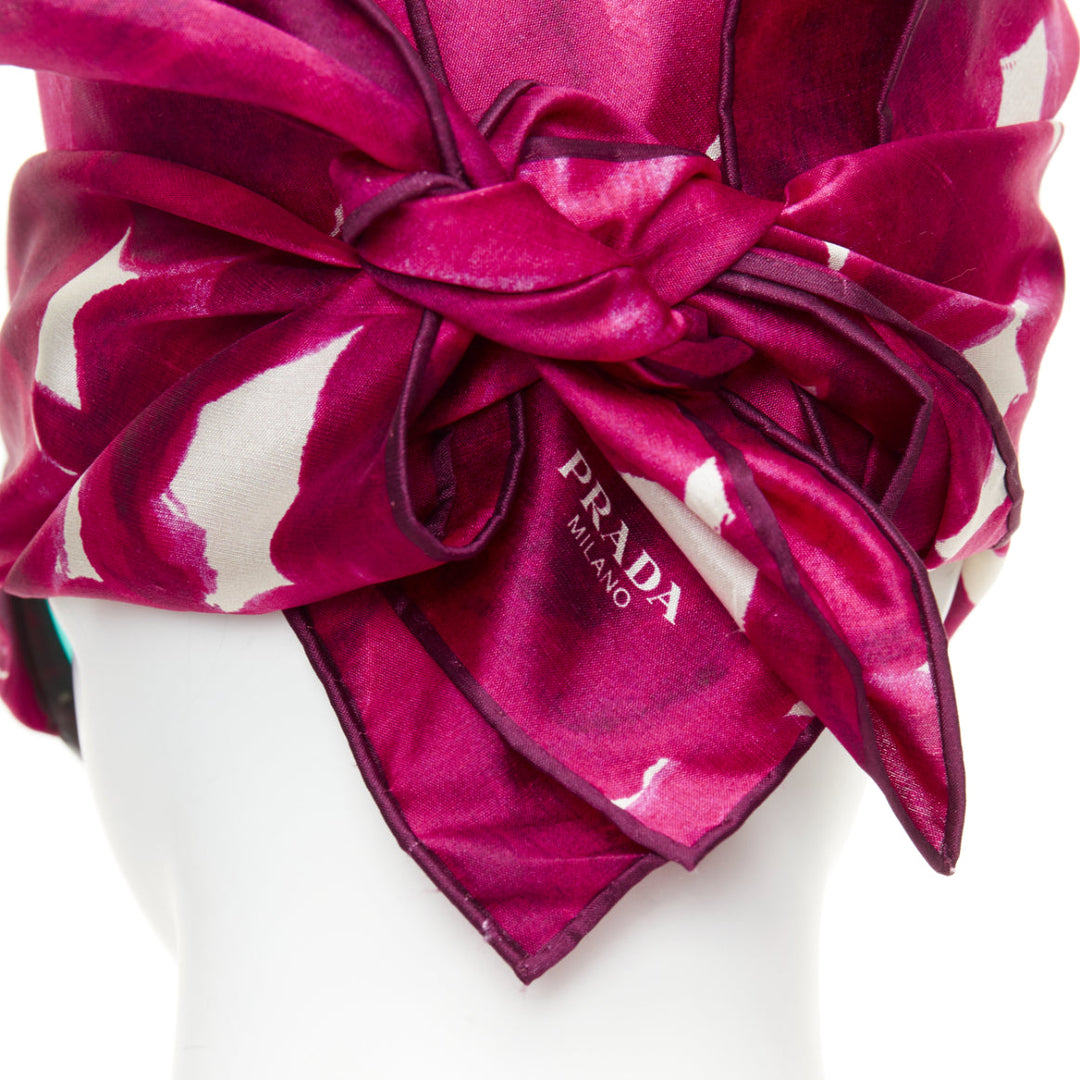 rare PRADA 2025 Runway bug eye green lens floral silk headscarf sunglasses