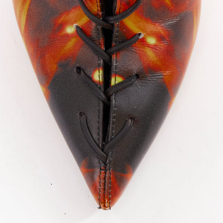 rare BALMAIN Uria black orange burning flame fire corset lace boots EU39