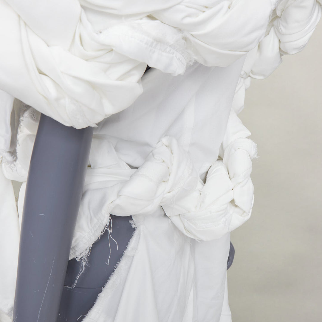 rare COMME DES GARCONS 2019 Runway white frayed cotton knotted bundle jacket XS