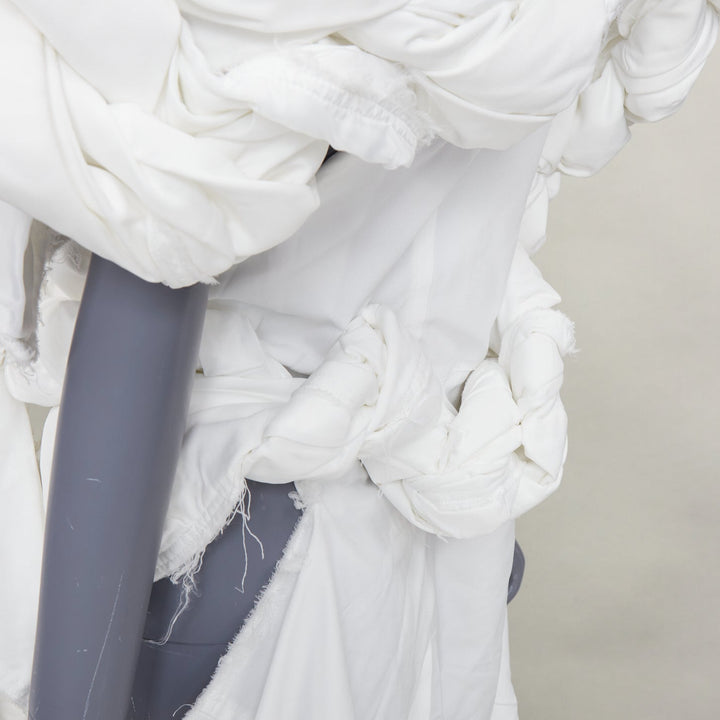 rare COMME DES GARCONS 2019 Runway white frayed cotton knotted bundle jacket XS