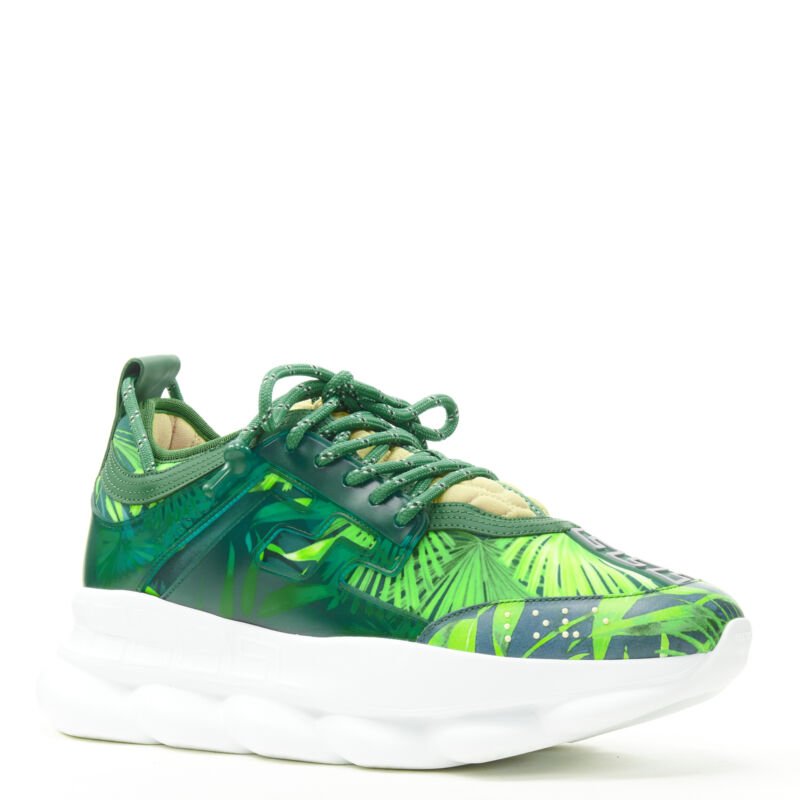 VERSACE Chain Reaction Jungle Print green chunky sole sneaker EU38 US8