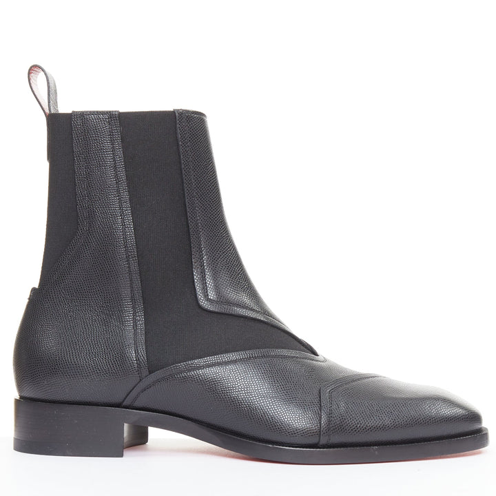 CHRISTIAN LOUBOUTIN Boabi black calf grain leather chelsea boot EU41.5 US8.5