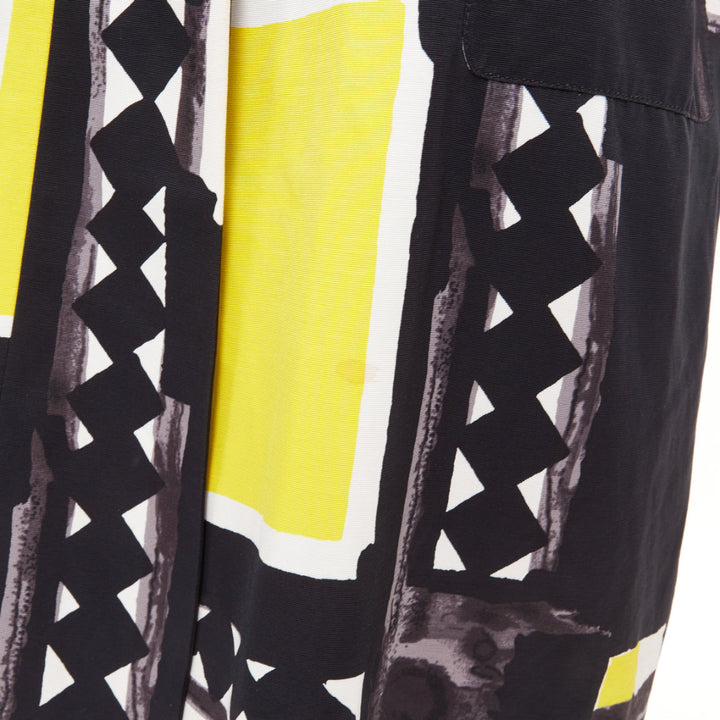 KENZO Defile vintage pink yellow black abstract crystal collar coat FR42 XL