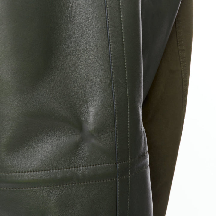 BERLUTI Haider Ackermann Runway green cotton leather back safari coat IT50 L