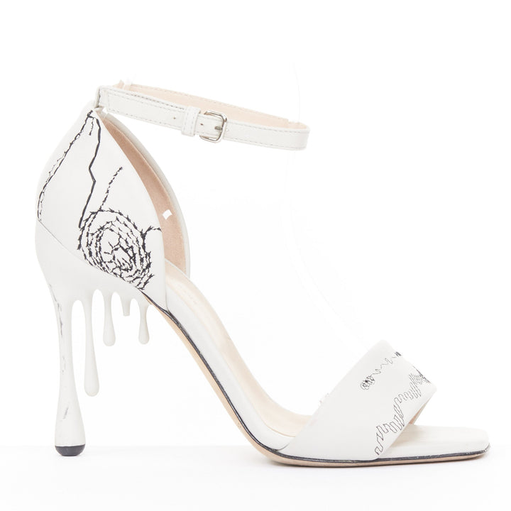 rare CHRISTOPHER KANE 2019 Runway More Joy paint drop white sandals EU37.5