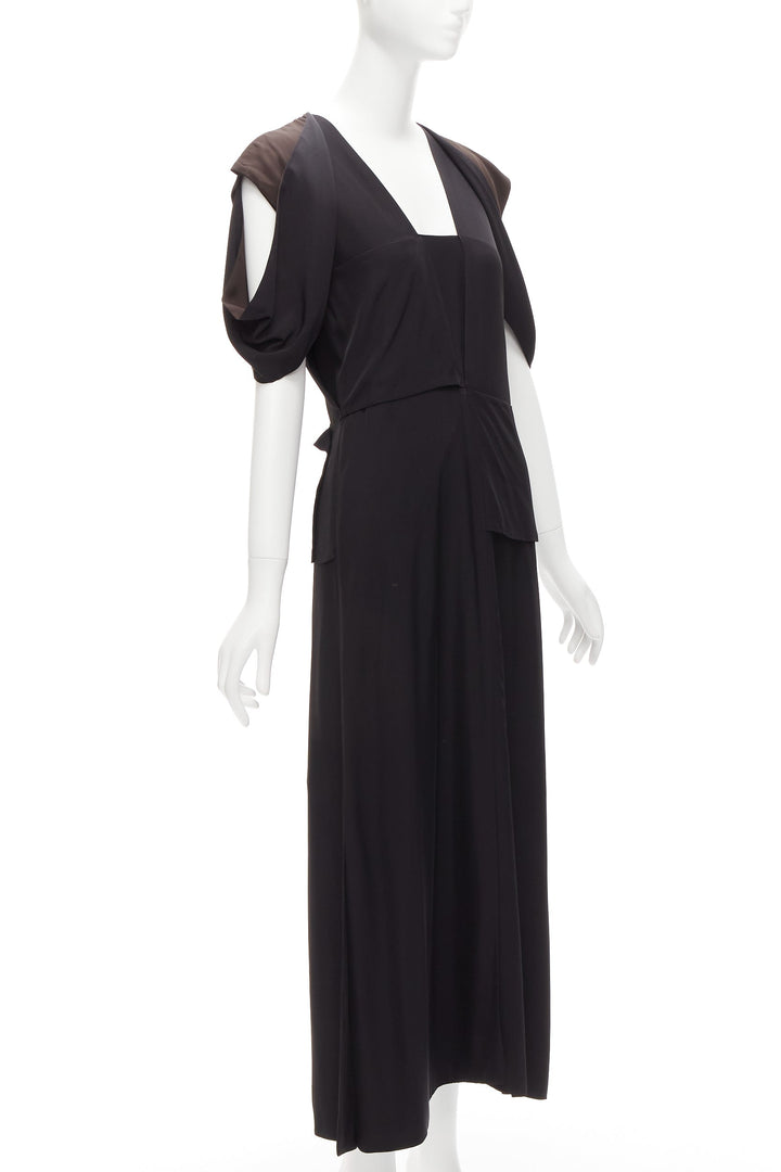 BOTTEGA VENETA 2020 black intrecciato woven square neck layered dress IT38 XS
