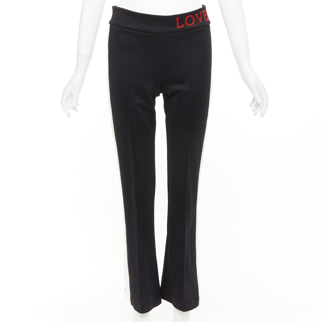 GUCCI LOVED red embroidered black white cropped flare trousers S